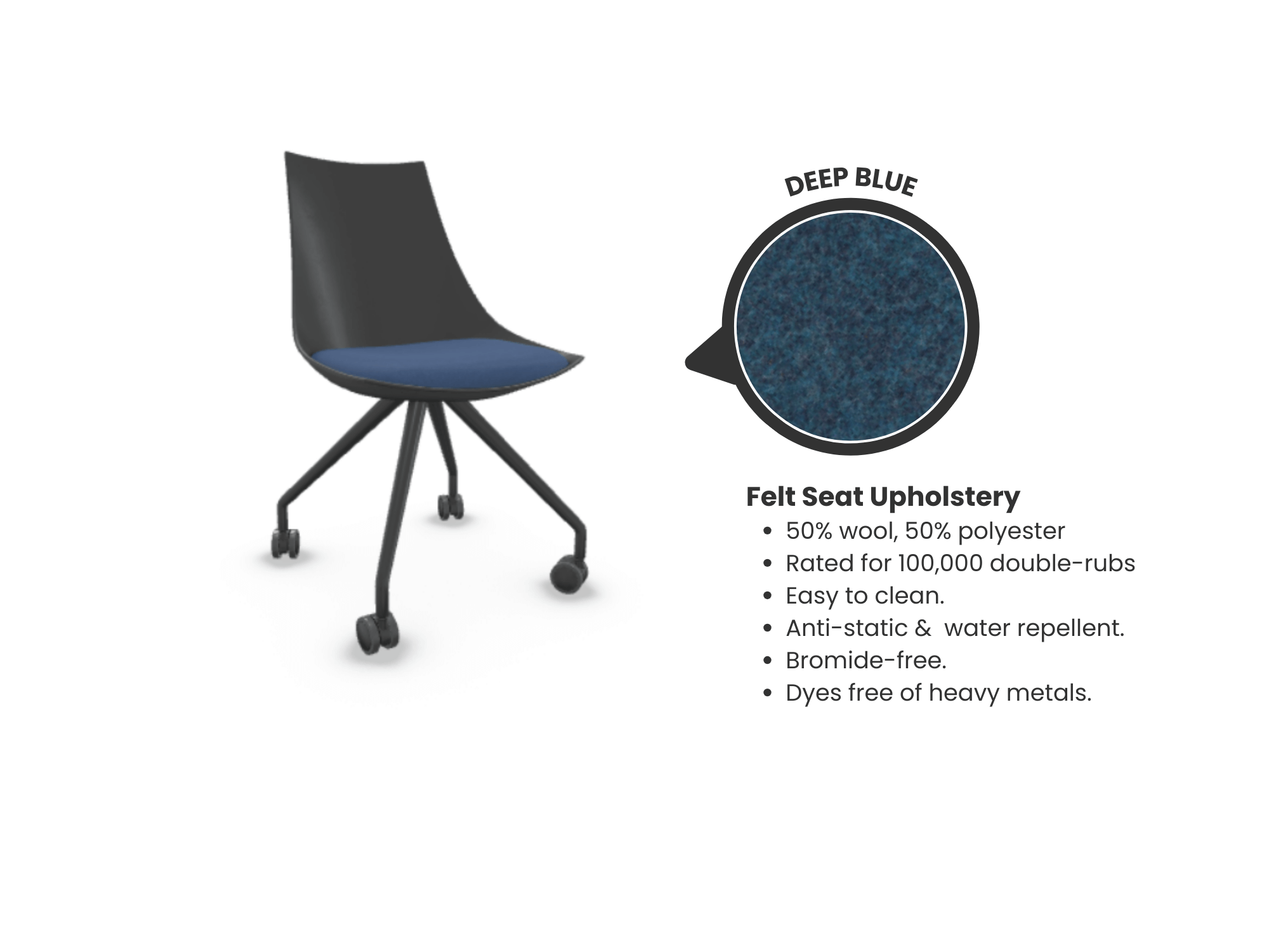 Luna Wheeled Guest Chair - Black