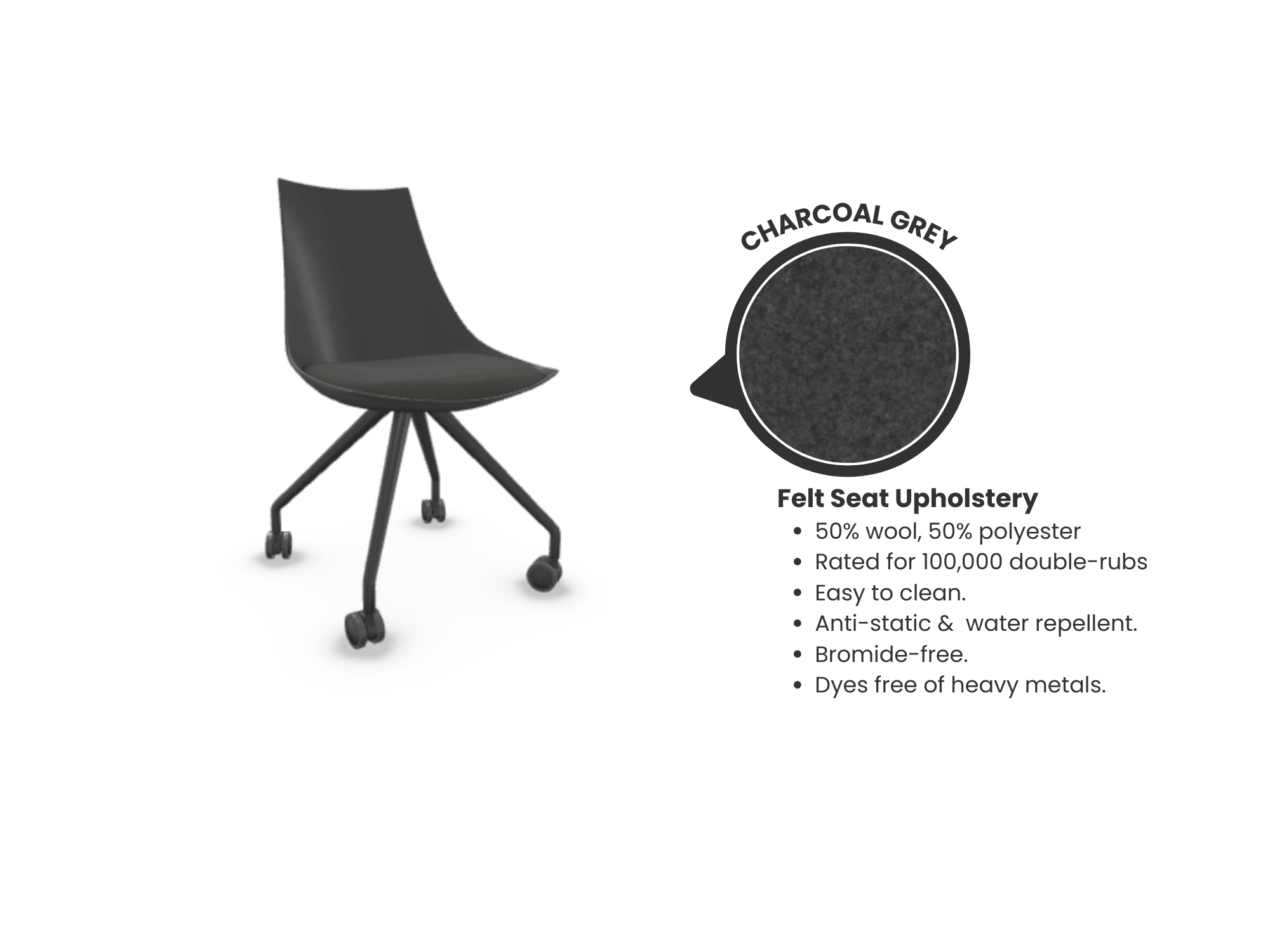 Luna Wheeled Guest Chair - Black