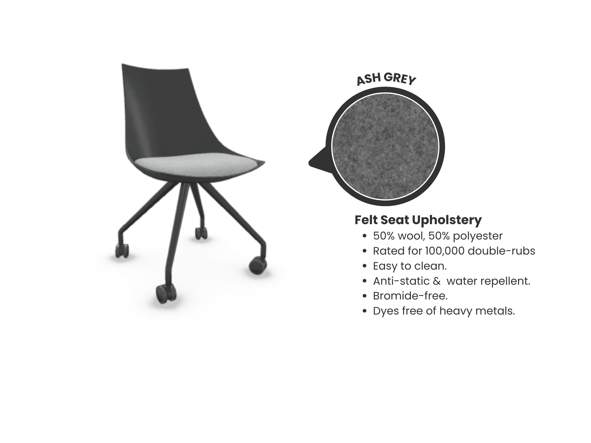 Luna Wheeled Guest Chair - Black
