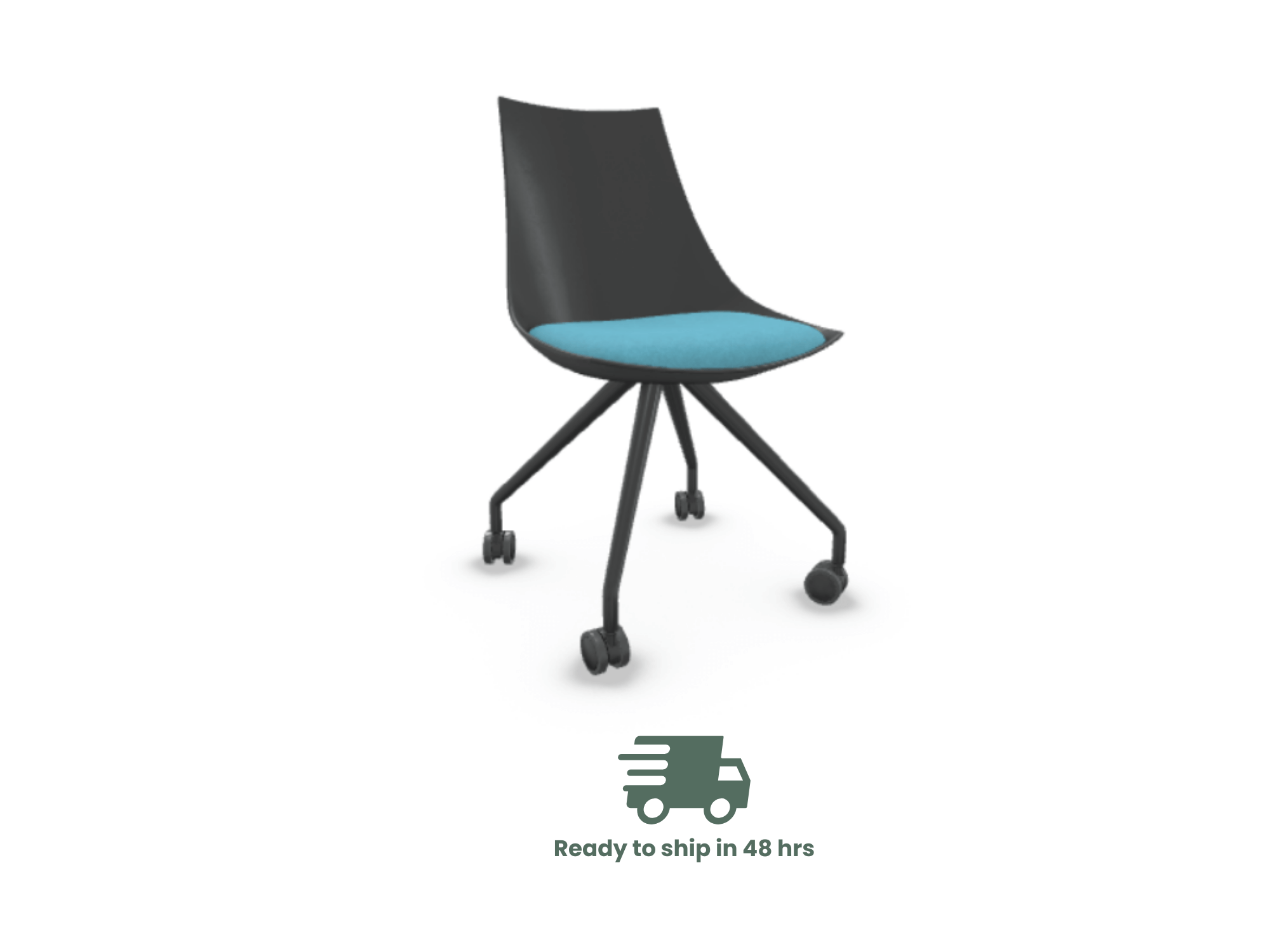 Luna Wheeled Guest Chair - Black