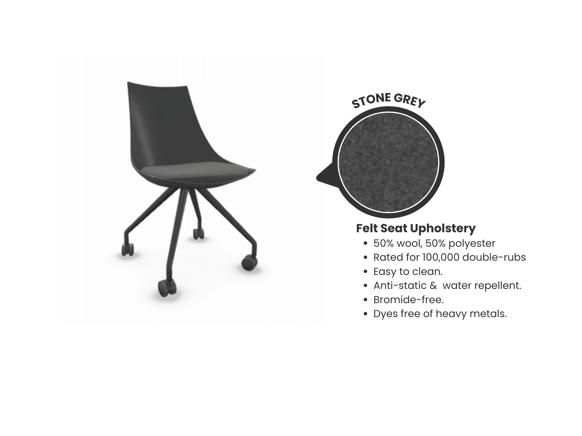Luna Wheeled Guest Chair - Black