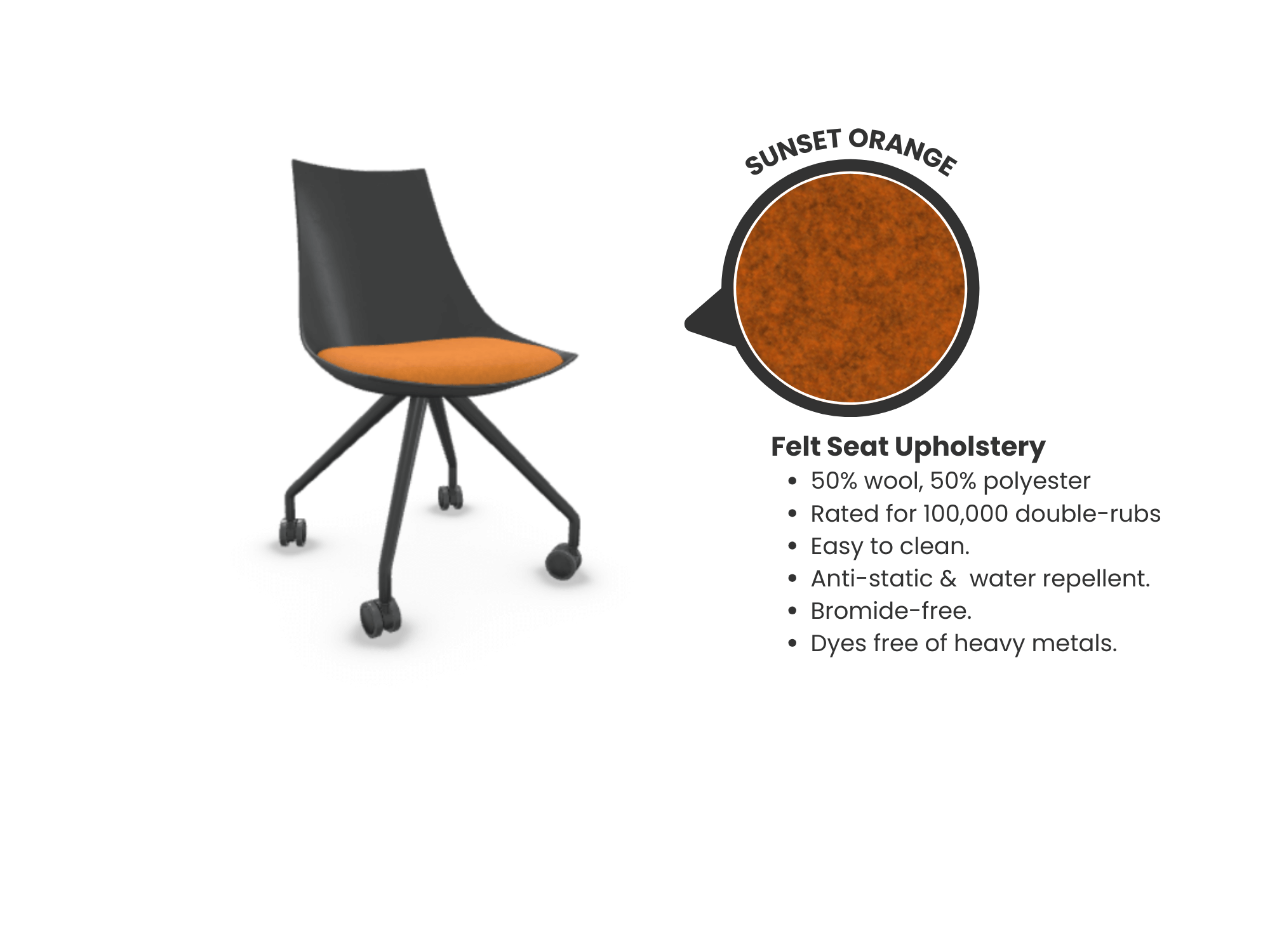 Luna Wheeled Guest Chair - Black