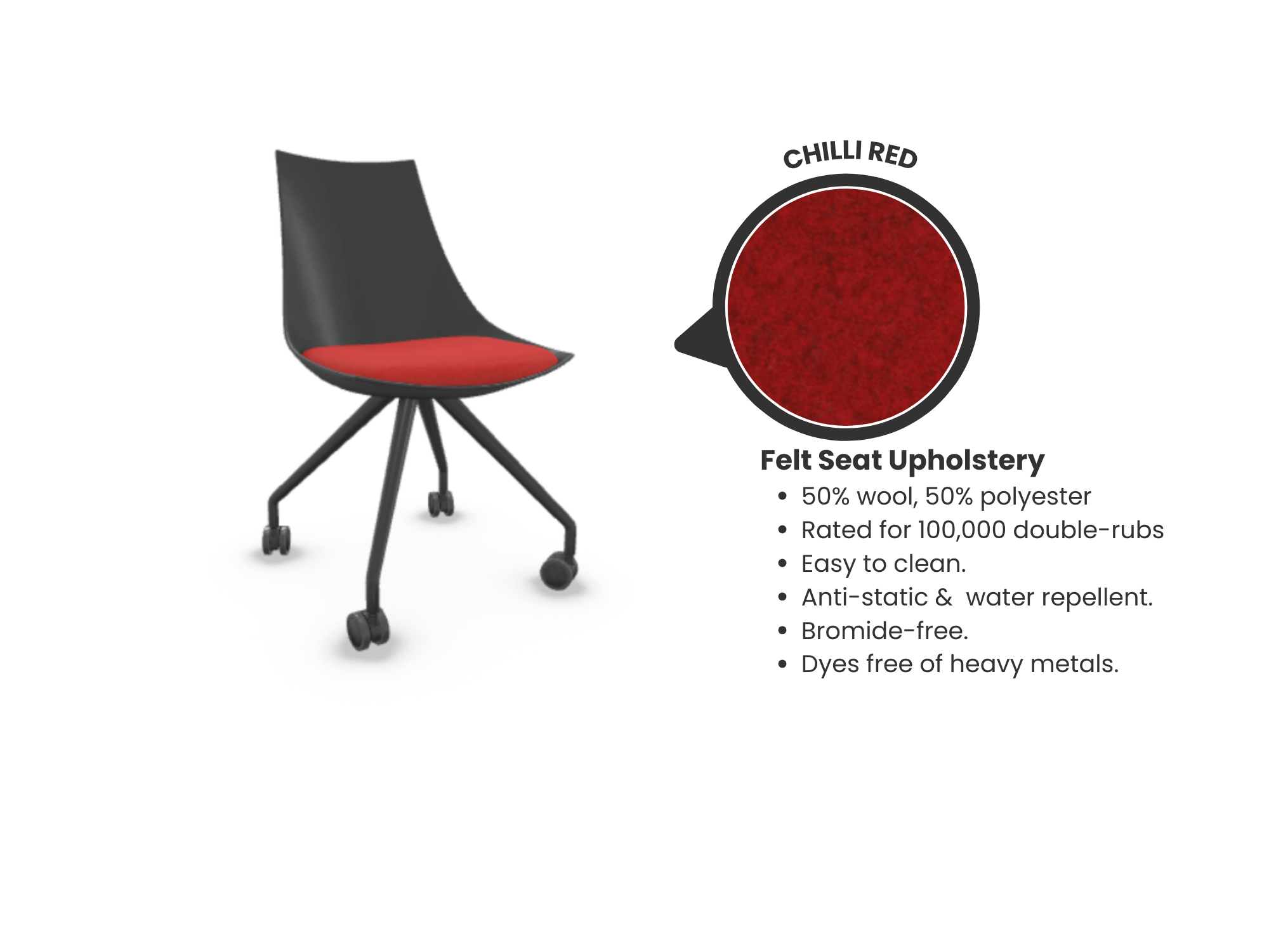 Luna Wheeled Guest Chair - Black