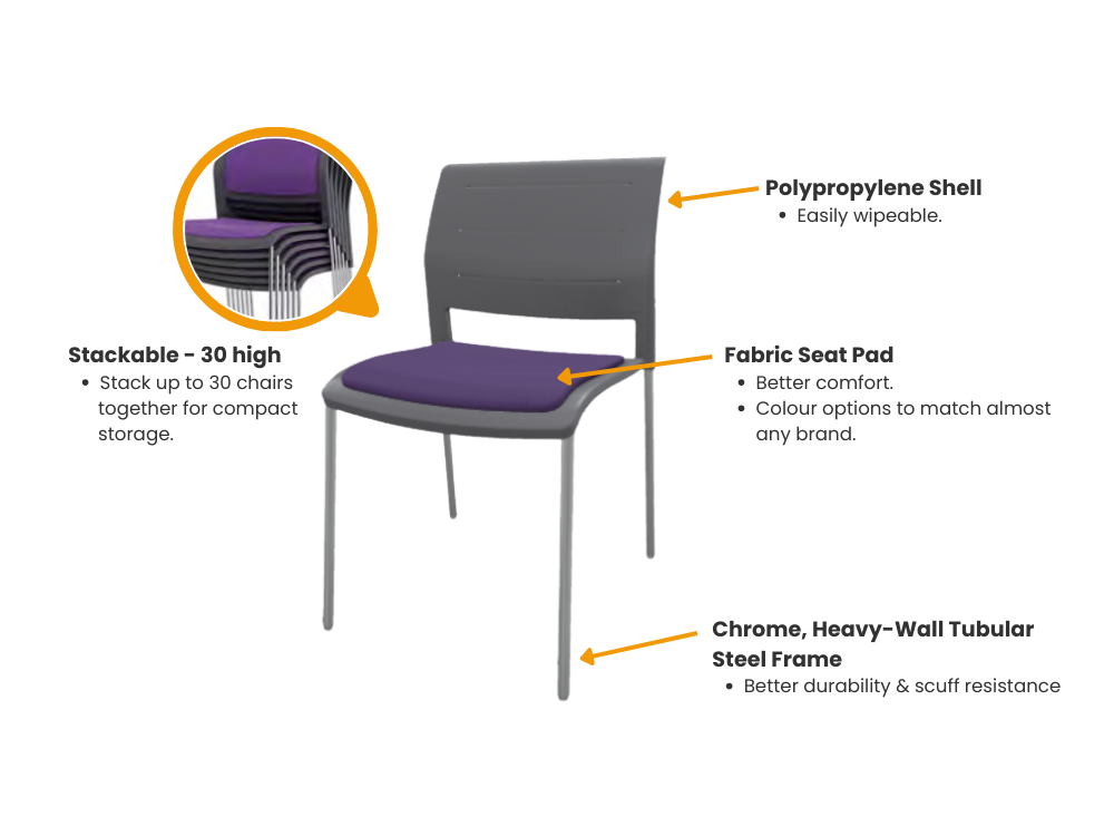 Game Stacking Chair - Upholstered Seat