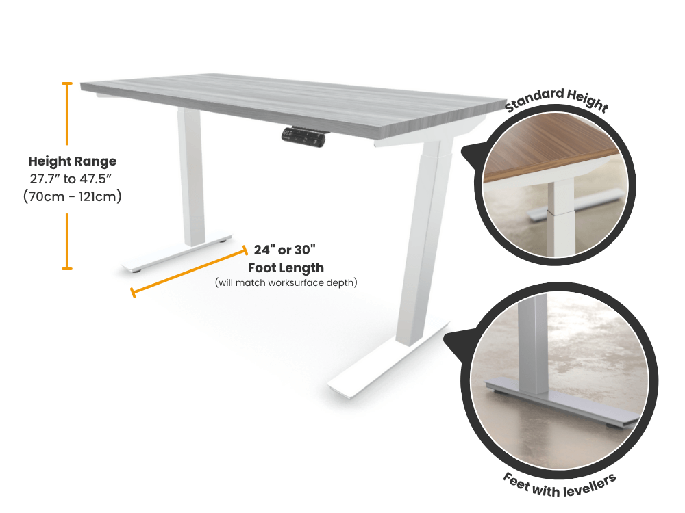 Kinetic S2 Standing Desk - White Frame