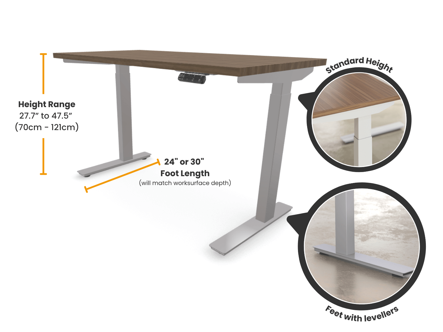 Kinetic S2 Standing Desk - Silver Frame