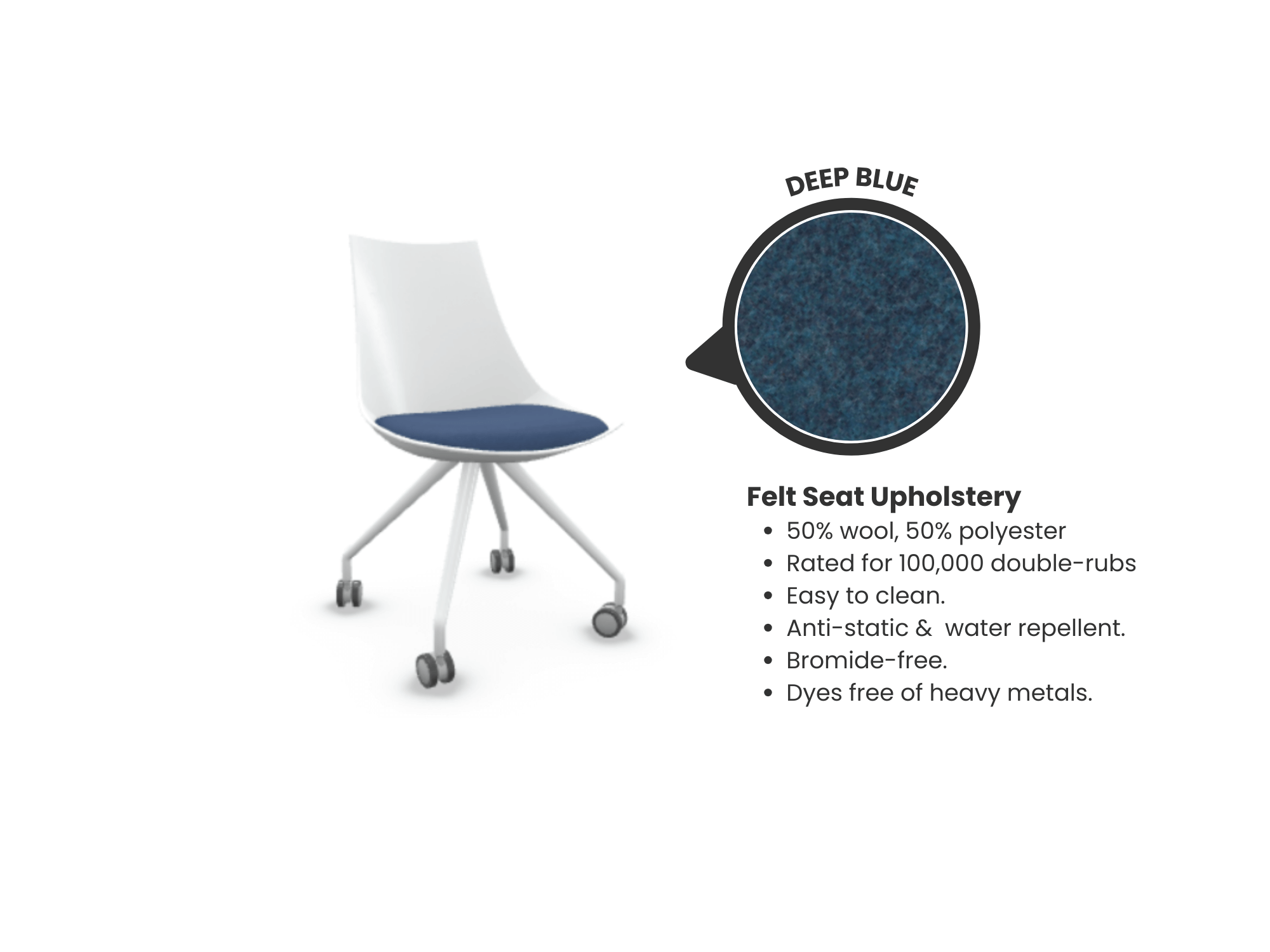 Luna Wheeled Guest Chair - White