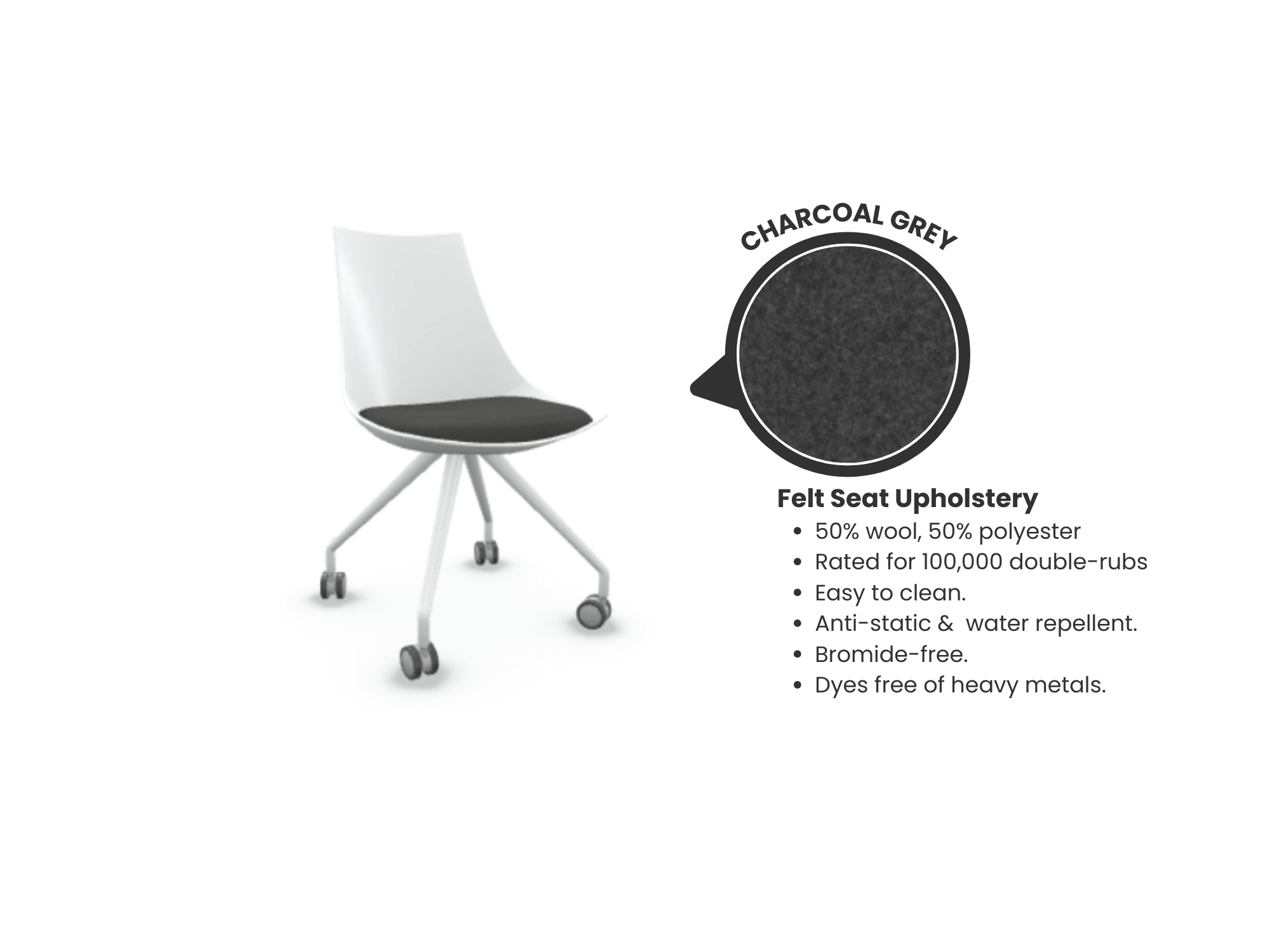 Luna Wheeled Guest Chair - White