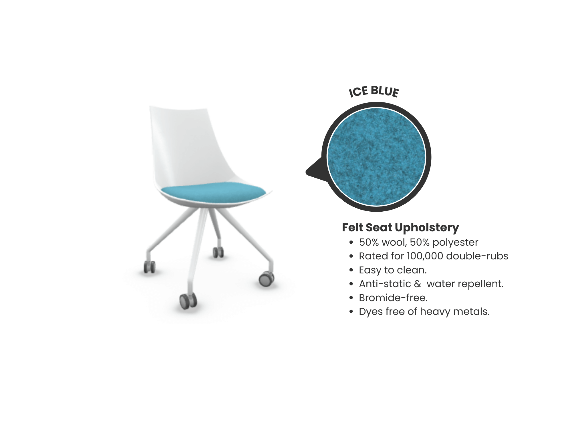 Luna Wheeled Guest Chair - White