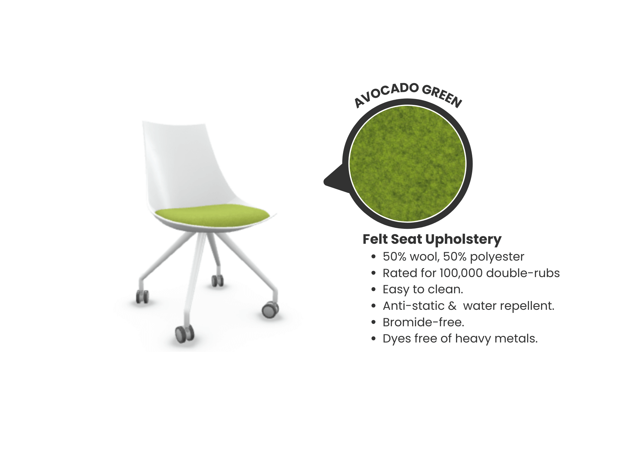 Luna Wheeled Guest Chair - White