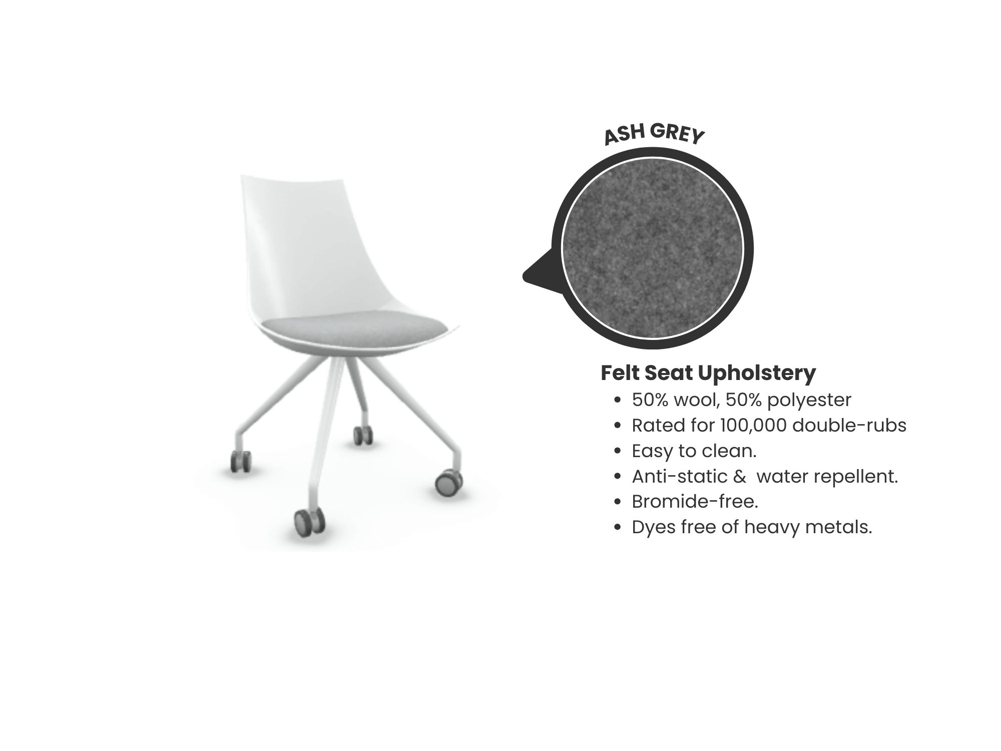Luna Wheeled Guest Chair - White