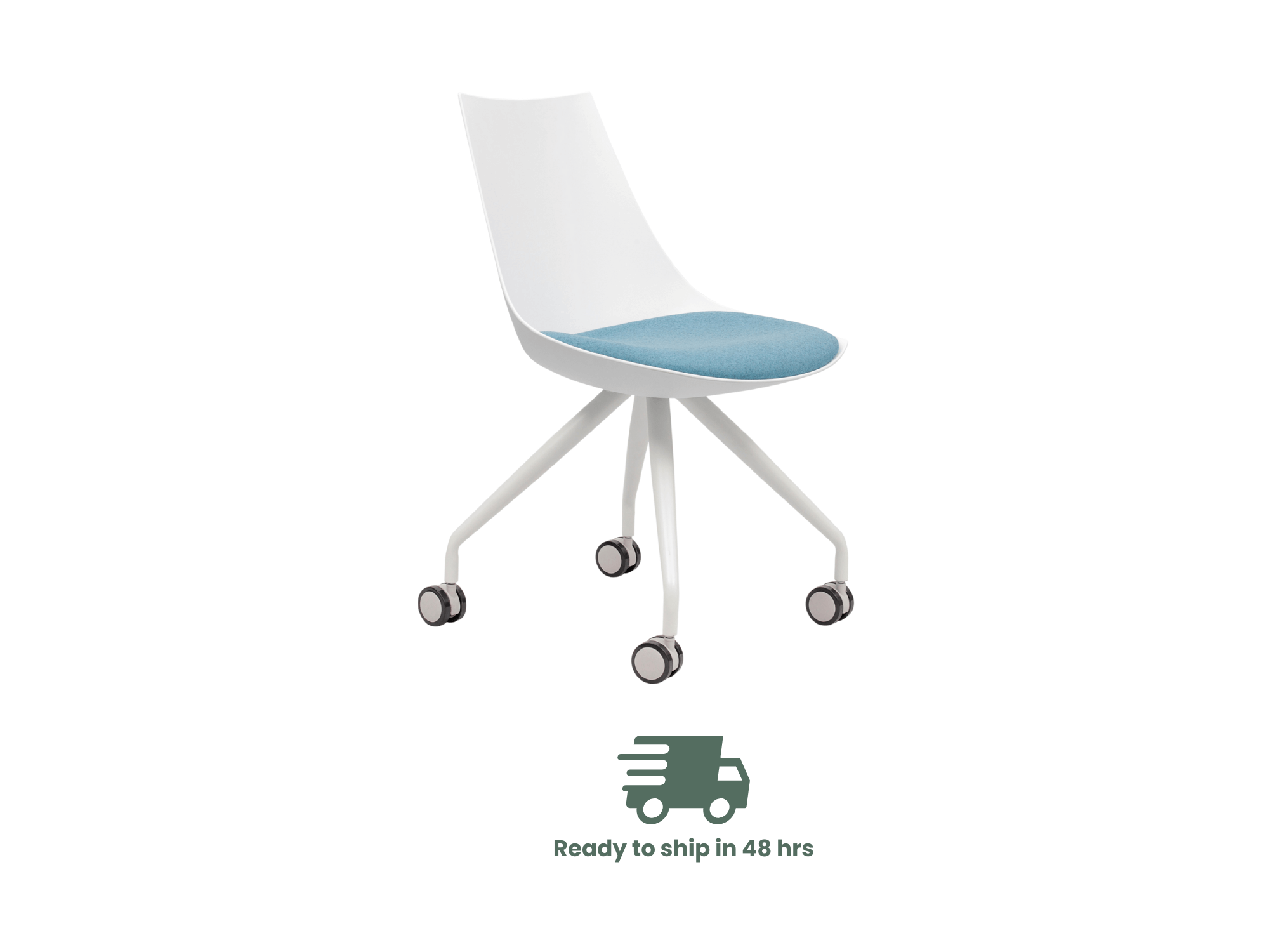 Luna Wheeled Guest Chair - White