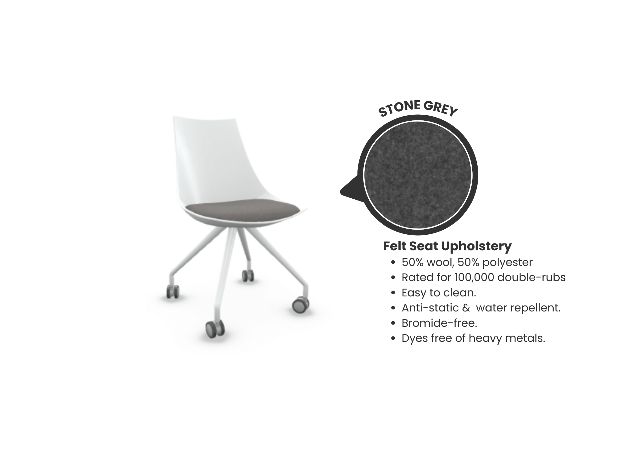 Luna Wheeled Guest Chair - White