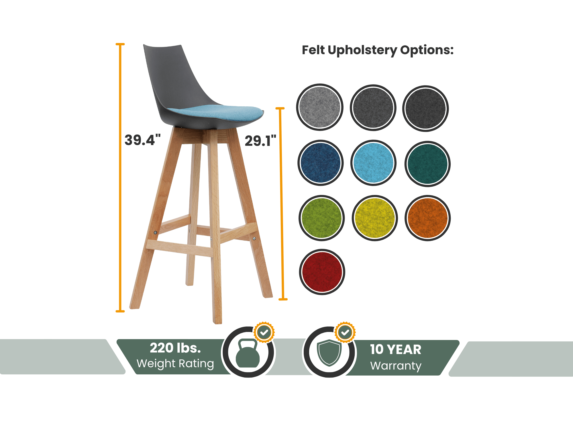 Luna Black Barstool